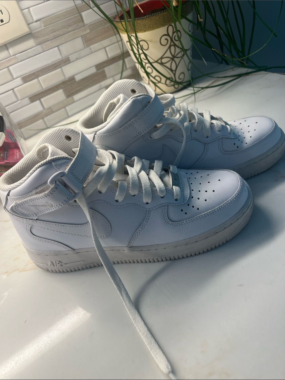 Nike White High-Top Sneakers with Ankle Strap